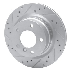 BMW 128I Brake Rotor (1) - Rear Left - R1 Concepts - Drilled & Slotted - Silver - `08-`13